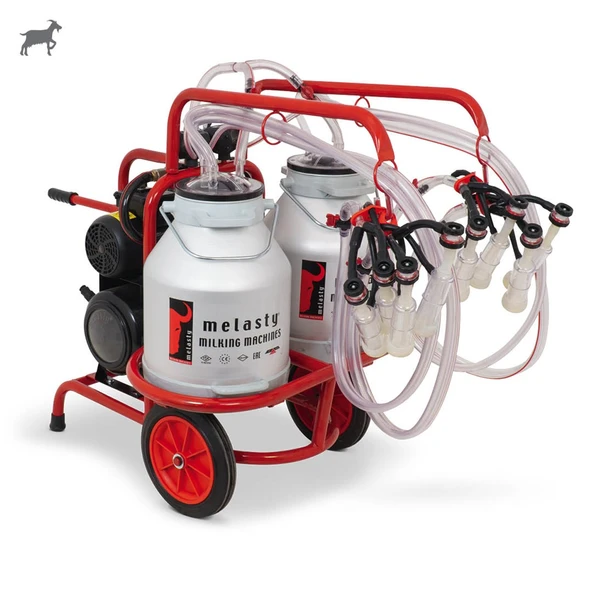 Melasty Dörtlü Keçi Süt Sağma Makinesi (Çift Güğümlü) (Alüminyum-Silikon) (Yağlı) ürün görseli