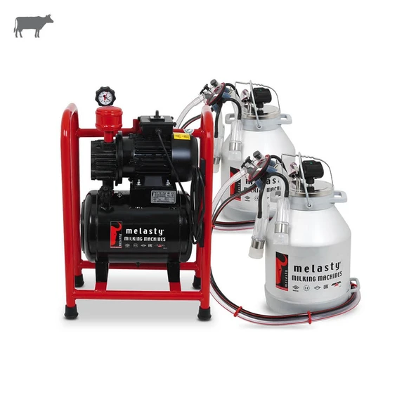 Melasty Çift Güğüm Üniteli Sabit Sistem İnek Süt Sağma (Alüminyum Güğüm-Silikon Memelik-Yağlı) ürün görseli