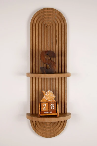 Dekoratif 2 Raflı Ahşap Duvar Rafı Mdf 20x70 - 2