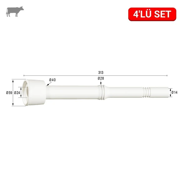 Melasty İga Uzun Meme Lastiği (Silikon Memelik - 4 lü Paket) ürün görseli