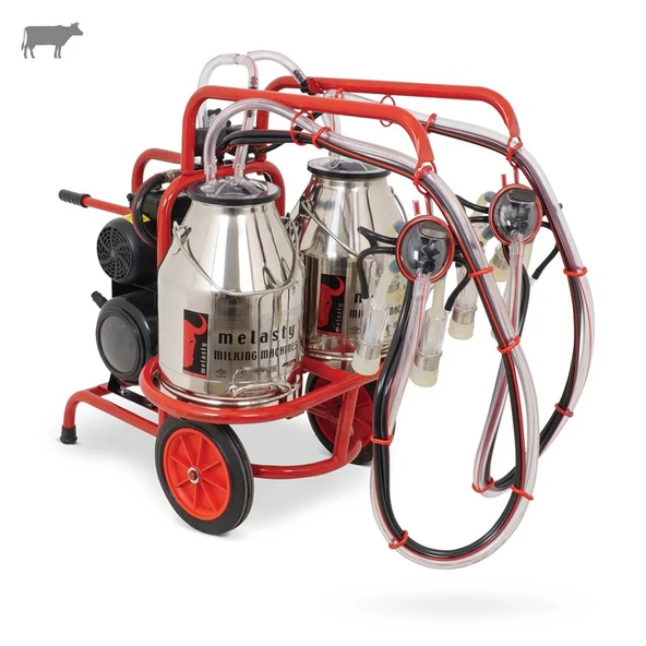 Melasty İkili İnek Süt Sağma Makinesi (Çift Güğümlü) (Paslanmaz-Silikon) (Yağlı) ürün görseli