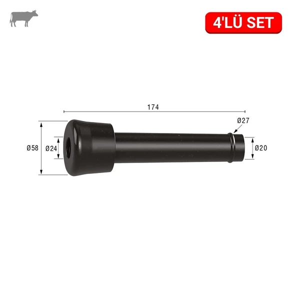 Melasty Dadal Kısa Meme Lastiği (Kauçuk Memelik - 4 lü Paket) ürün görseli