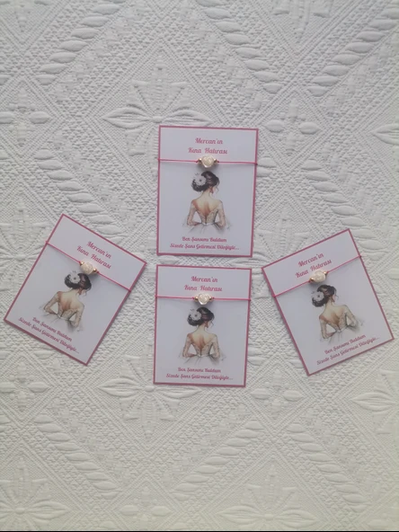 48 Adet Kişiye Özel Gül İnci Model Düğün Nikah Nişan Söz Kına Hatırası Dağıtmalık Hediyelik Bileklik - Resim 5