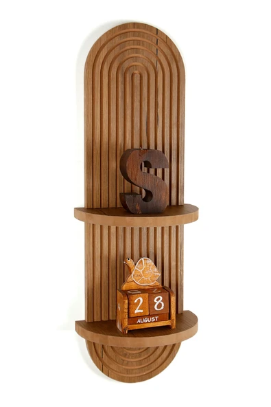 Dekoratif 2 Raflı Ahşap Duvar Rafı Mdf 20x70 - 1