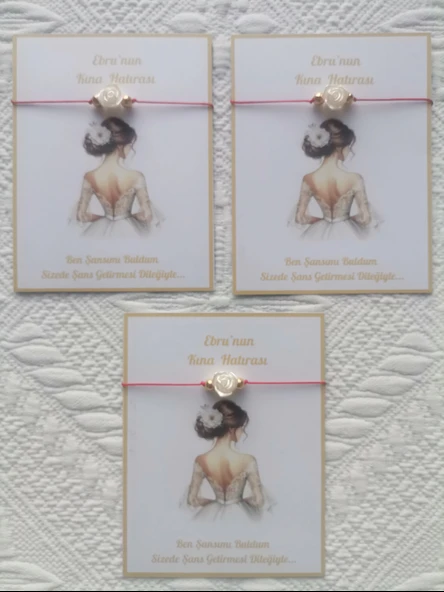 24 Adet Kişiye Özel Gül İnci Model Düğün Nikah Nişan Söz Kına Hatırası Dağıtmalık Hediyelik Bileklik - Resim 2