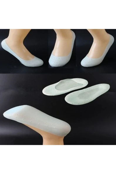 2 adet Ayak Topuk Çatlak Çorabı Silikon Patik Ten Rengi Çorap Gömlek Ayak rahatlatıcı - 2
