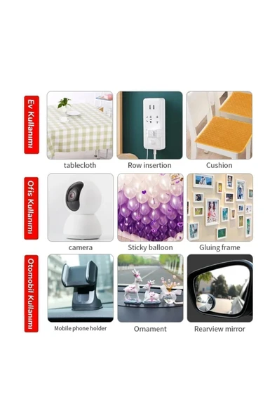 60 Parça Çok Amaçlı Çift Taraflı Bant Nano Bant Duvar Bandı Şeffaf Yapışkan Çift Taraflı Sabitleme - Resim 3