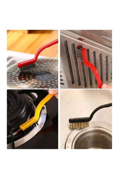 3 Adet Tel Fırça Ocak Fırın Mangal Izgara Airfryer Temizliği Kir Pas Yağ Temizleme Fırçası - Resim 2