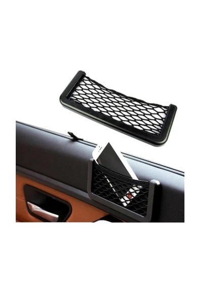 Araç Içi Pratik Göz Güçlü Yapışkanlı Fileli Ceplik Sağlam Telefon Kalem Kart Şarj Aleti Tutucu - Resim 4