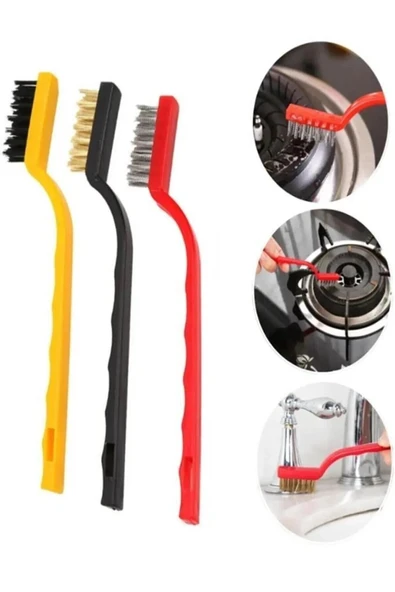 3 Adet Tel Fırça Ocak Fırın Mangal Izgara Airfryer Temizliği Kir Pas Yağ Temizleme Fırçası ürün görseli