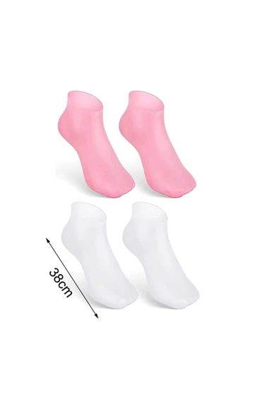 2 Çift Pembe Silikon Kaymaz Nemlendirici Çorap Yeniden Kullanılabilir Pedikür Bakımı Çatlak Topuk - 5