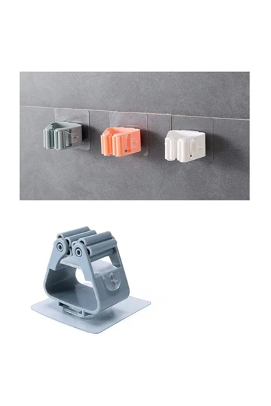 1 Adet Fırça Süpürge Paspas Mop Sapı Tutucu Çok Amaçlı Duvara Monte Askılık Mop Temizlik Seti Askısı - Resim 5