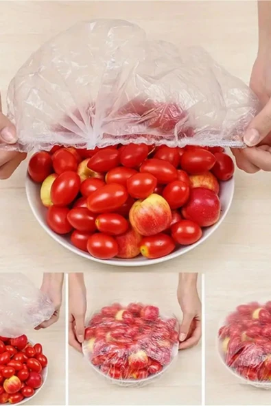 100 Adet Pratik Tazeliği Koruyan Tencere ve Tabak Bonesi | Çok Amaçlı Kapak Gıda Bonesi - Resim 2