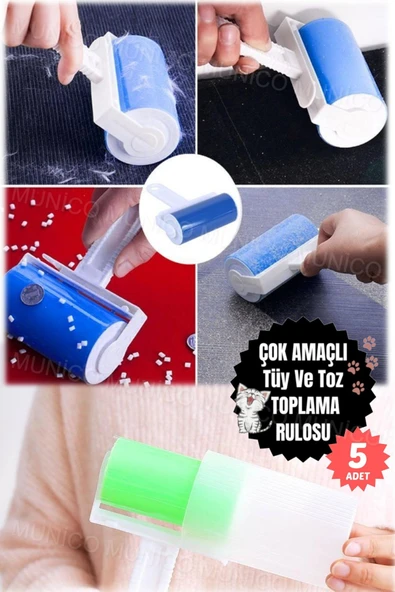 5 Adet Yıkanabilir Kedi Tüy Toplama ve Köpek Tüy Toplama Toz Pratik Toplama Rulosu Aparatı - Resim 3