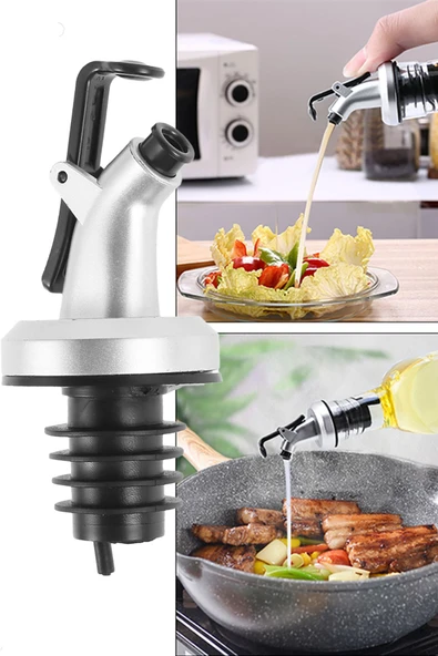 3Lü Kapaklı Yağ Tıpası Yağdanlık Şişe Ucu Yağlık Sirkelik Sosluk Şişe Başlığı Damlatmaz - Resim 5