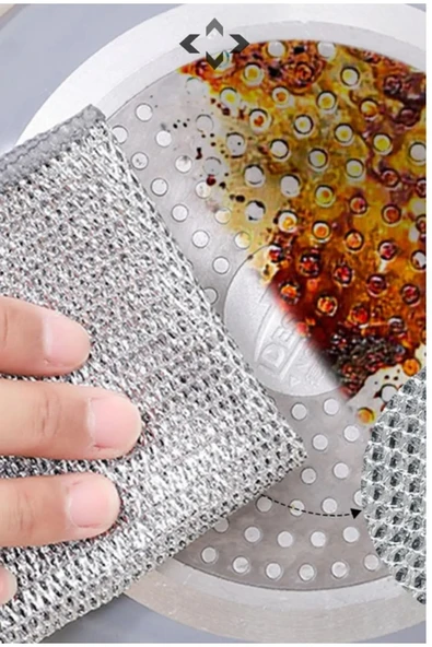 5 Adet Çok Fonksiyonlu Çizilmez Tel Bulaşık Bezi Bulaşık Tel Ovalama Bezi Çelik Tel Bulaşık Havlusu - Resim 4