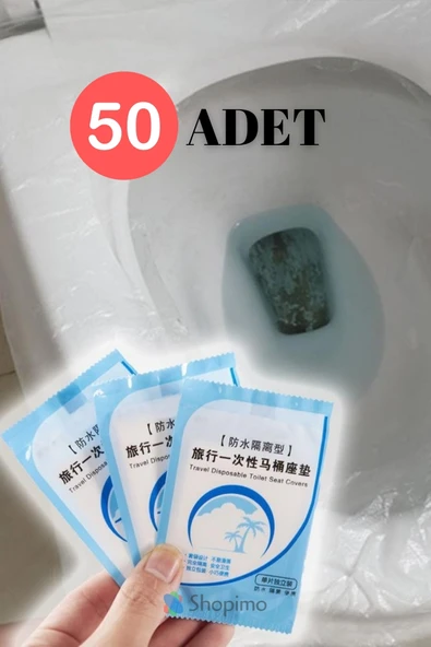 50 Adet Tek Kullanımlık Klozet Kapak Örtüsü Hijyenik Klozet Poşeti Şeffaf Cep Tipi Taşınabilir ürün görseli 1