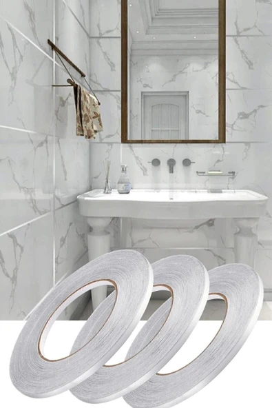 0.5 Cm 50 Metre Gri Fayans Arası Yapışkanlı Şerit Bant Derz Bandı Dekoratif Renkli Dekor Gümüş ürün görseli 1