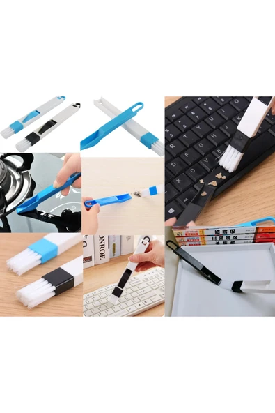 2 Adet Sökülebilir Çok Amaçlı Temizlik Fırçası Klavye, Köşe, Klima, Pencere Kenarı Mini Cep Fırça - Resim 5