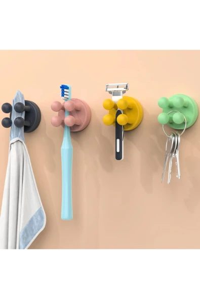1 Adet Kendinden Güçlü Yapışkanlı Esnek Silikon Diş Fırçası Tutacağı | Kablo Anahtarlık Tutacağı - 4