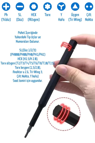 24 Parça Çelik Saatçi Tornavida Seti Hassas Saatçi Elektronikçi Bilgisayarcı Telefoncu Tornavida - Resim 2