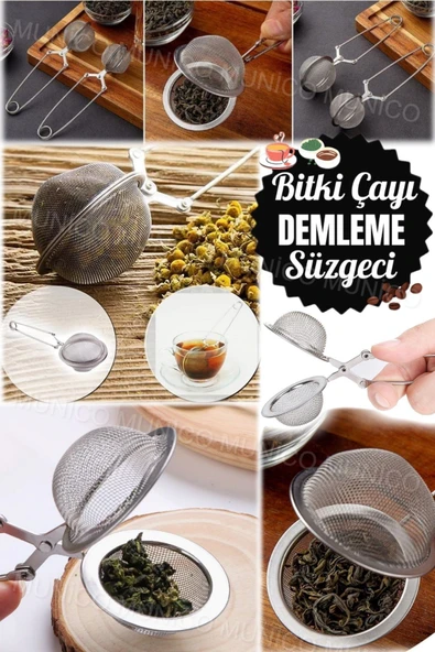 Çay Kahve İçin Metal Filtre Dayanıklı Paslanmaz Çelik Bitki Çayı Demleme Süzgeci Bardak Demlik İçin - 3