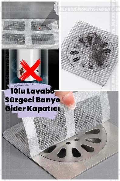 10'lu Lavabo Süzgeci Banyo Gider Kapatıcı Sineklik Tamir Kiti Pratik Banyo Saç Kılı Tutucu ürün görseli 1