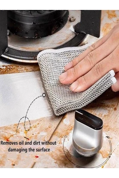 6 Adet Tek Katlı Çok Amaçlı Tel Bulaşık Yıkama Bezi Çok Fonksiyonlu Çizilmez Sihirli Bez 6 Lı Paket - Resim 5