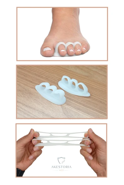 Aveo 2 Adet Ten/Beyaz Renk Silkonlu Üç Parmak Bunyon, Ayak Parmak Düzeltici Ve Kemik Koruyucu Metatarsal ürün görseli 1