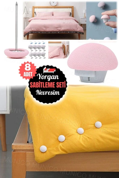 8 Adet Mantar Yorgan Tutucu Klips Seti - Dayanıklı ve Estetik Çözüm Yorgan Kılıfı Düzenleyici - Resim 6
