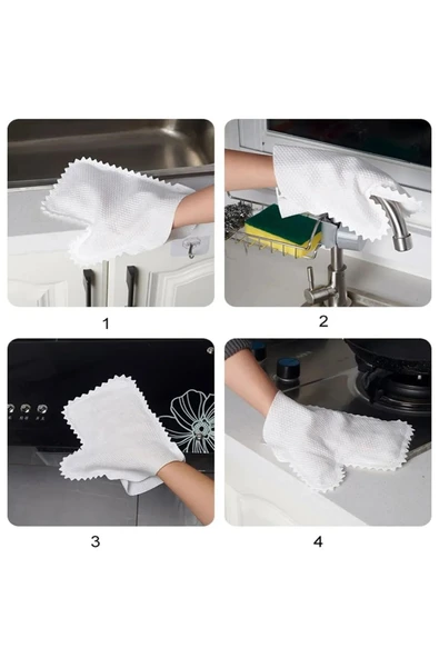 10'lu Temizlik Bezi Eldivenli  Çok Amaçlı Temizlik Toz Alma Bezi Bulaşık Eldiveni ürün görseli 1