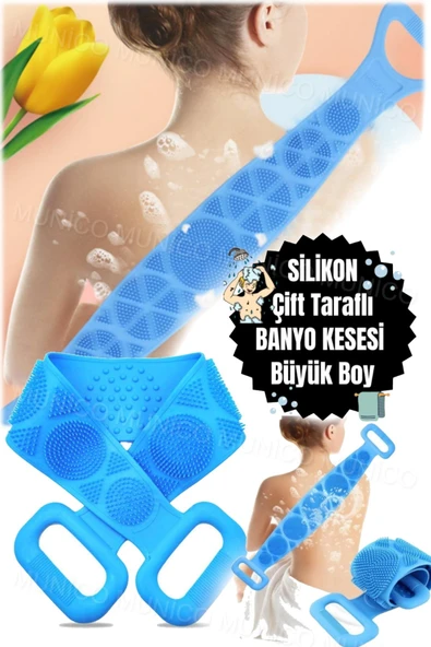 Banyo Sırt Kesesi Çift Taraflı 70 cm Masaj Etkili Slikonlu Katlanabilir Ömürlük Yıpranmaz Lif Kese - Resim 4