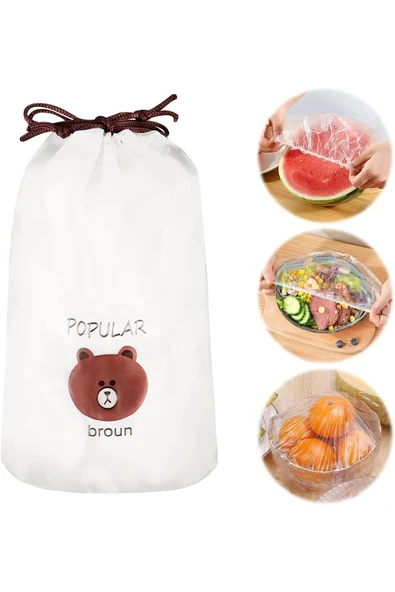 100 Adet Pratik Tazeliği Koruyan Tencere ve Tabak Bonesi  Çok Amaçlı Kapak Gıda Bonesi - Resim 2