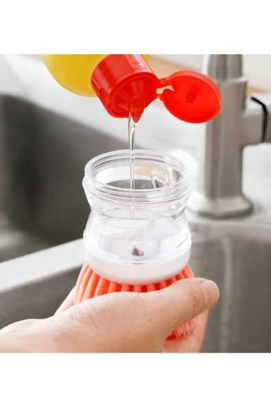 Bulaşık Yıkama Fırçası Deterjan Hazneli Çok Amaçlı - Resim 3