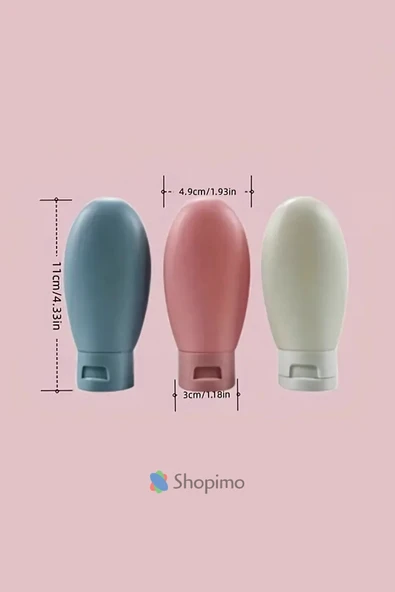 3 Adet Seyahat Tipi Doldurulabilir Krem Şampuan Şişe Seti Krem Kutusu 60 Ml - 5