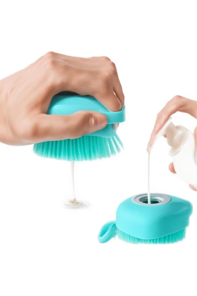 Busstier Şampuan Hazneli Silikon Banyo Lifi Peeling Etkili Masaj Fırçası Derinlemesine Temizlik ve Ö - 4