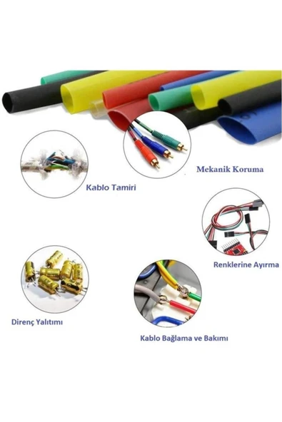 560 Adet Isıyla Daralan Makaron Seti Kablo Koruyucu Kablo Yalıtım Tamir Polyolefin Shrink - Resim 2