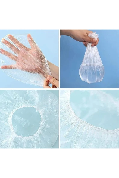 100 Adet Pratik Tazeliği Koruyan Tencere ve Tabak Bonesi | Çok Amaçlı Kapak Gıda Bonesi Strec Kapak - Resim 3