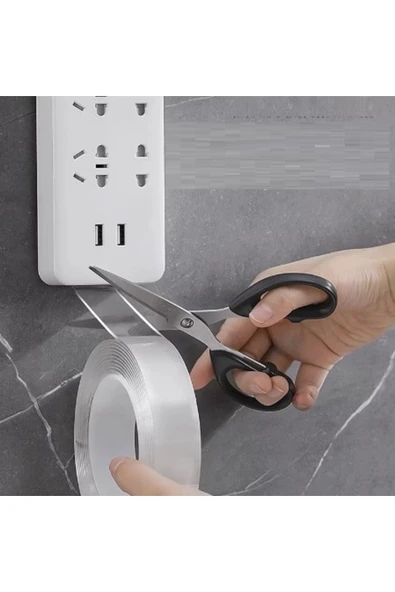 1M*3Cm Çiftt Taraflı Şeffaf Bant 1 Metre (Zy) - Resim 2