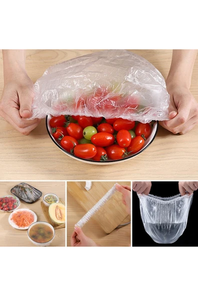 100 Adet Lastikli Tazeliği Koruyan Tencere ve Tabak Bonesi Esnek Strech Kapak ürün görseli