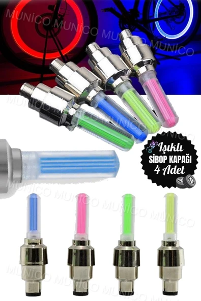 4 Adet Araba & Motorsiklet & Bisiklet Lastik Vana Kapağı Renkli Işıklı Çakar Led Sexy Görünüm Sibop ürün görseli 1