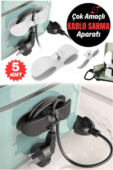 5 Adet Airfryer Kablo Toparlayıcı Sarma Küçük Ev Aletleri İçin Pratik Kablo Sarıcı Yanmaz Yapışkanlı - 3