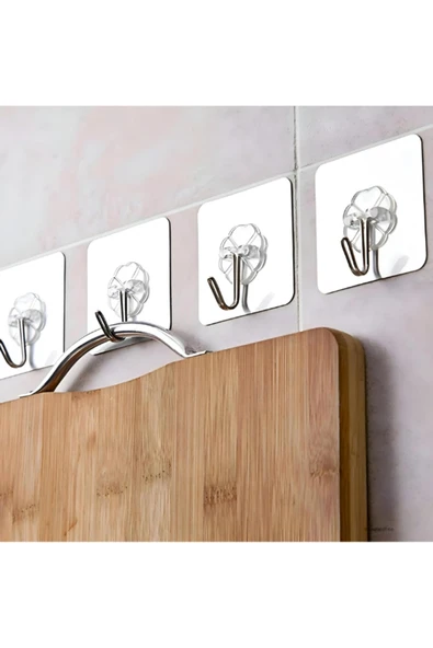 15 Adet Şeffaf Güçlü Kendinden Yapışkanlı Kapı Duvar Askıları Ağır Yük Taşıma  6x6 cm ürün görseli 1