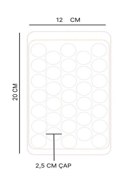 2.5 cm Çap Yuvarlak Buz Küpü Yapma Tepsisi 33 Bölmeli Küre Top Buz Kalıbı Küplü Buzluk 20x12 cm - Resim 6