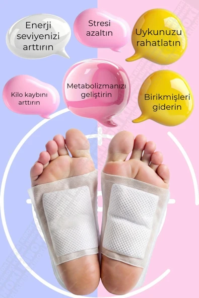 10 Adet %100 Detoks Ayak Bandı - Foot Patch Toksin Atıcı Ayak Detoksu Bantı - Resim 2