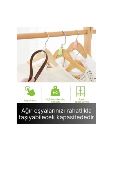 20 Adet Beyaz Askı Çoğaltıcı Kanca Elbise Kıyafet Askılık Klips Seti Dolap Düzenleyici Raf - Resim 3