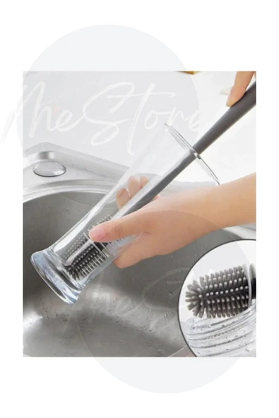 Biberon Kavanoz Yağlık Temizleme Fırçası Silikon Süt Şişe Yıkama Fırça Döner Fonksiyonlu Uzun Saplı