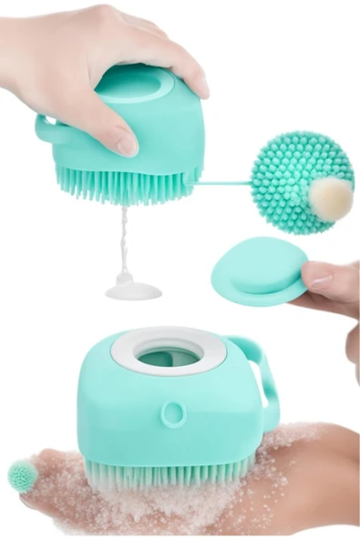 Busstier Şampuan Hazneli Silikon Banyo Lifi Peeling Etkili Masaj Fırçası Derinlemesine Temizlik ve Ö - 3