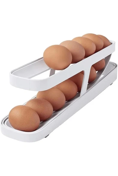 2 Katlı Otomatik Yumurta Standı - Buzdolabı için Yumurtalık Rafı ve Saklama Kabı, Mutfak ürün görseli