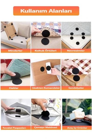 20 Adet Halı Kilim Kaydırmaz Kıvrılma Önleyici Halı Kilim Tutucu Bant Sabitleyici Cırt Cırtlı Bant - Resim 4